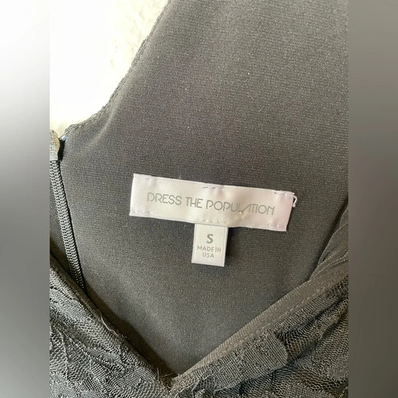 Dress The Population Erica Black Lace Mini Dress Size Small - Picture 4 of 10